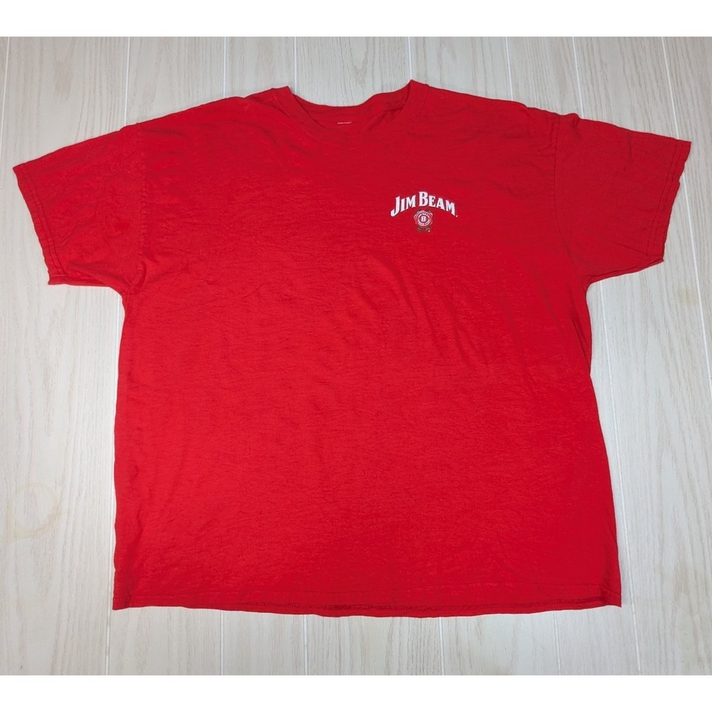 Jim Beam Men's Red T-Shirt Large or XL Logo‎ North Carolina on back